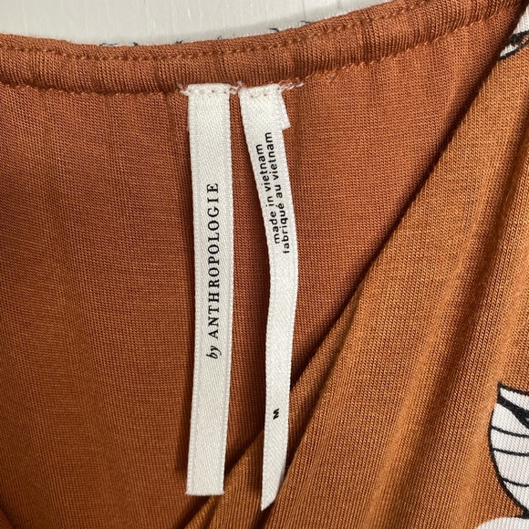 Anthropologie Ruffled Floral Midi Dress Brown Size‎ Medium Stretchy soft wrap - Picture 4 of 7